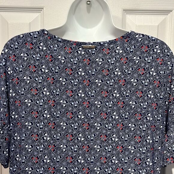 Michael Michael Kors Navy Blue With Heart Pattern Short Sleeve Dress Size‎ M - Picture 8 of 11